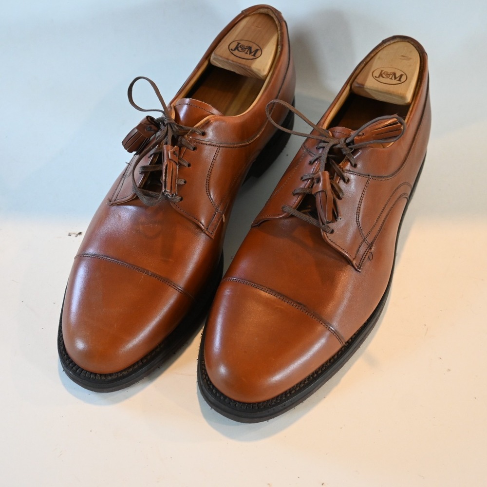 NEW Johnston Murphy 10.5 3E Brown Leather Tassle Lace Up Cap Toe Oxford Shoes